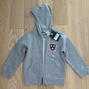 Gray Zip-Up Hoodie with Harvard Univ. Crest